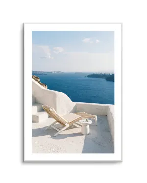 Santorini Sun Lounger by oliveetoriel.com, a Prints for sale on Style Sourcebook