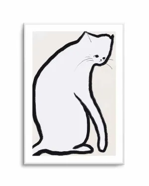 Pensive White Cat by Little Dean by oliveetoriel.com, a Prints for sale on Style Sourcebook
