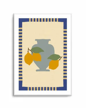 Still Life With Vase And Lemons I Color Edition by Shatha Al Dafai by oliveetoriel.com, a Prints for sale on Style Sourcebook