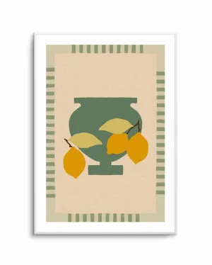 Still Life With Vase And Lemons III Color Edition by Shatha Al Dafai by oliveetoriel.com, a Prints for sale on Style Sourcebook