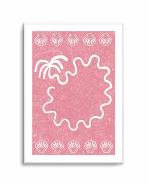 Shells And Palm Tree Baby Pink by Shatha Al Dafai by oliveetoriel.com, a Prints for sale on Style Sourcebook