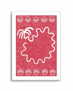 Shells And Palm Tree Coral Red by Shatha Al Dafai by oliveetoriel.com, a Prints for sale on Style Sourcebook