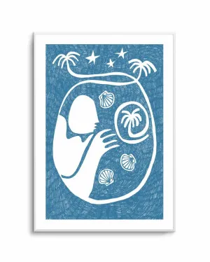 Palm Tree Island 2 Baby Blue by Shatha Al Dafai by oliveetoriel.com, a Prints for sale on Style Sourcebook