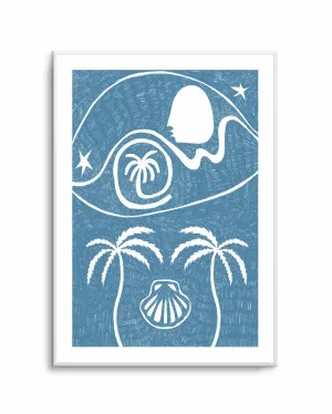 Palm Tree Island 6 Blue by Shatha Al Dafai by oliveetoriel.com, a Prints for sale on Style Sourcebook