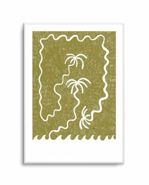 Palm Trees And Waves Green by Shatha Al Dafai by oliveetoriel.com, a Prints for sale on Style Sourcebook