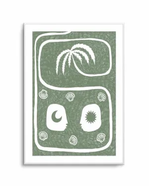 Palm Tree Island 5 Sage by Shatha Al Dafai by oliveetoriel.com, a Prints for sale on Style Sourcebook