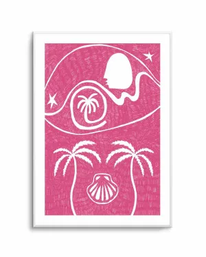 Palm Tree Island 6 Pink by Shatha Al Dafai by oliveetoriel.com, a Prints for sale on Style Sourcebook