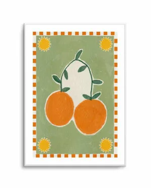 Orange Fruit On Green Background by Shatha Al Dafai by oliveetoriel.com, a Prints for sale on Style Sourcebook