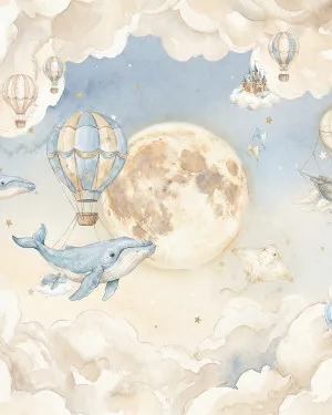 Vintage Whales in the Sky Wallpaper Mural by oliveetoriel.com, a Wallpaper for sale on Style Sourcebook