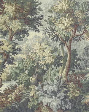 Vintage Tapestry Panoramic Mural in Sage Green Wallpaper by oliveetoriel.com, a Wallpaper for sale on Style Sourcebook