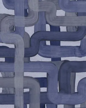 Painted Pathways in Navy Blue Wallpaper by oliveetoriel.com, a Wallpaper for sale on Style Sourcebook