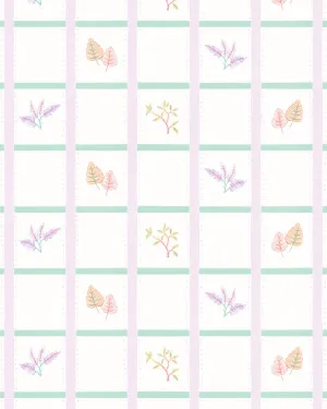 Remis Floral Plaid in Lilac Purple By the Roll Wallpaper by oliveetoriel.com, a Wallpaper for sale on Style Sourcebook