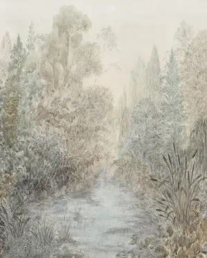 Vintage Garden Panoramic Painted Mural Wallpaper by oliveetoriel.com, a Wallpaper for sale on Style Sourcebook