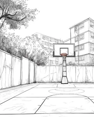 City Hoops Wallpaper Mural by oliveetoriel.com, a Wallpaper for sale on Style Sourcebook