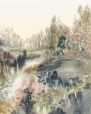 Noir Panorama Hand Painted Landscape Mural Wallpaper by oliveetoriel.com, a Wallpaper for sale on Style Sourcebook