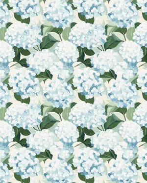 Painterly Hydrangeas in Hamptons Blue Wallpaper by oliveetoriel.com, a Wallpaper for sale on Style Sourcebook
