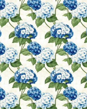 Bay Blooms in Light Blue Hydrangea Wallpaper by oliveetoriel.com, a Wallpaper for sale on Style Sourcebook