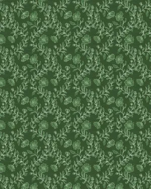 Country Floral Climber Dark Green Wallpaper by oliveetoriel.com, a Wallpaper for sale on Style Sourcebook