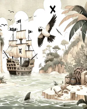 Tropical Treasure Hunt Wallpaper Mural by oliveetoriel.com, a Wallpaper for sale on Style Sourcebook