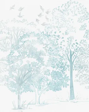 Watercolour Trees in Soft Blue Wallpaper Mural by oliveetoriel.com, a Wallpaper for sale on Style Sourcebook