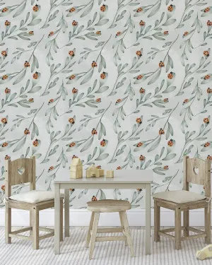 Ladybug Leaves Wallpaper by oliveetoriel.com, a Wallpaper for sale on Style Sourcebook
