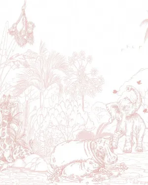 Jungle Babies in Pink Wallpaper Mural by oliveetoriel.com, a Wallpaper for sale on Style Sourcebook