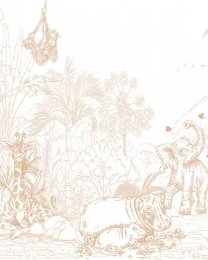 Jungle Babies Beige Wallpaper Mural by oliveetoriel.com, a Wallpaper for sale on Style Sourcebook