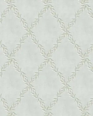 Leafy Lattice in Eucalyptus Green Wallpaper by oliveetoriel.com, a Wallpaper for sale on Style Sourcebook