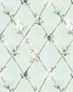 Bamboo Florals in Mint Green Wallpaper by oliveetoriel.com, a Wallpaper for sale on Style Sourcebook