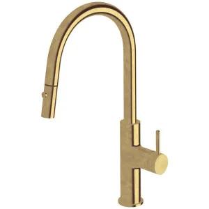 Sussex Taps Virgo Sink Mixer Pull Out Spray Tap Living Tumbled Brass VGSMPOS01-23 by Sussex Taps, a Kitchen Taps & Mixers for sale on Style Sourcebook