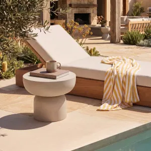 CIRELLA - Outdoor Fibre Cement Travertine Effect Side Table - 48 cm by European Lifestyle, a Tables for sale on Style Sourcebook