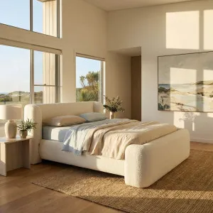 OLBIA - Bouclé Fabric Bed - King Size by European Lifestyle, a Beds & Bed Frames for sale on Style Sourcebook