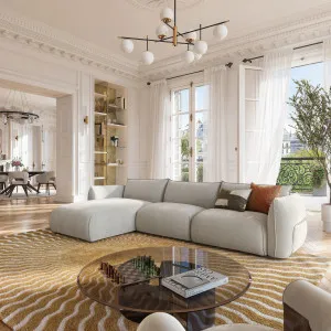CELESTE - Fabric Left-hand Chaise Sofa by European Lifestyle, a Sofas for sale on Style Sourcebook