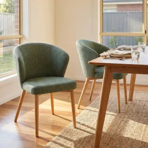 LURIS - Chenille & Oak Set of 2 Dining Chairs by European Lifestyle, a Dining Chairs for sale on Style Sourcebook