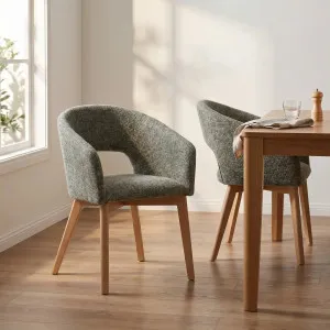 RUSTI - Chenille & Oak Set of 2 Dining Chairs by European Lifestyle, a Dining Chairs for sale on Style Sourcebook