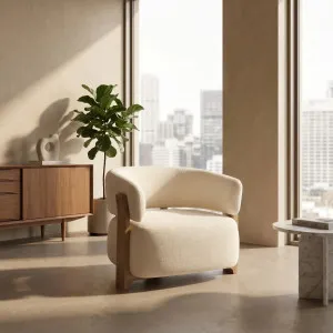BARREA - Fabric & Wood Armchair by European Lifestyle, a Chairs for sale on Style Sourcebook
