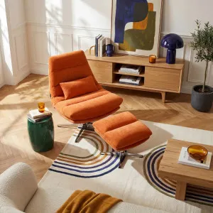 ODERZO - Fabric & Chrome Swivel Armchair by European Lifestyle, a Chairs for sale on Style Sourcebook