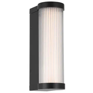 Telbix Gevet Black Fluted Outdoor LED Wall Light - Small by Telbix, a Wall Lighting for sale on Style Sourcebook