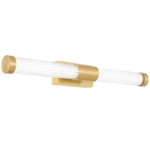 Telbix Bremen Twin Fluted Acrylic LED Vanity Wall Light - Antique Gold by Telbix, a Wall Lighting for sale on Style Sourcebook
