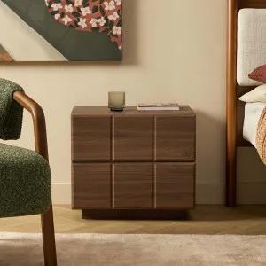 Sonny Checkerboard Bedside - Walnut - Mocka by Mocka., a Side Table for sale on Style Sourcebook