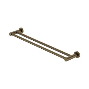 Mecca Double Towel Rail 600mm Tumbled Antique Brass by NERO, a Towel Rails for sale on Style Sourcebook