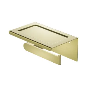 Bianca Toilet Roll Holder With Phone Holder Brushed Gold by NERO, a Toilet Paper Holders for sale on Style Sourcebook