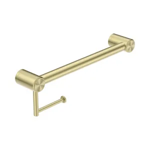 Mecca Care 32mm Grab Rail With Toilet Roll Holder 450mm Brushed Gold by NERO, a Accessible for sale on Style Sourcebook