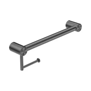 Mecca Care 32mm Grab Rail With Toilet Roll Holder 450mm Gun Metal by NERO, a Accessible for sale on Style Sourcebook