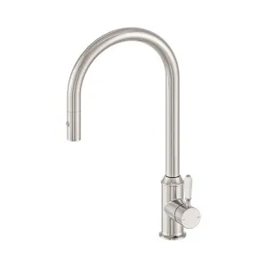 York Pull Out Sink Mixer With Vegie Spray Function With White Porcelain Lever Brushed Nickel by NERO, a Kitchen Taps & Mixers for sale on Style Sourcebook