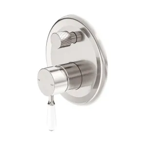 York Shower Mixer With Diverter With White Porcelain Lever Brushed Nickel by NERO, a Shower Heads & Mixers for sale on Style Sourcebook