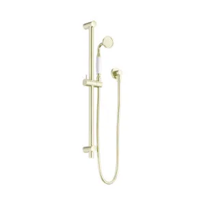 York Shower Rail With White Porcelain Hand Shower Aged Brass by NERO, a Shower Heads & Mixers for sale on Style Sourcebook
