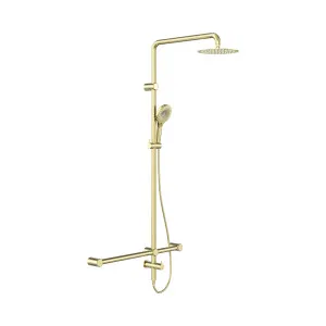 Mecca Care 32mm T Bar Grab Rail 1100x750mm Twin Shower Set Brushed Gold by NERO, a Shower Heads & Mixers for sale on Style Sourcebook