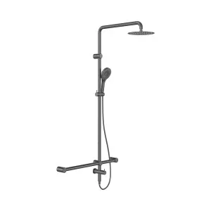 Mecca Care 32mm T Bar Grab Rail 1100x750mm Twin Shower Set Gun Metal by NERO, a Shower Heads & Mixers for sale on Style Sourcebook