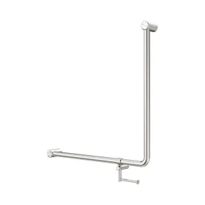 Mecca Care 32mm 90 Degree NZ4121 Accessible Toilet Grab Rail 750X750mm With Toilet Roll Holder Brushed Nickel by NERO, a Accessible for sale on Style Sourcebook